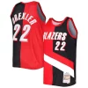 Versatile Clyde Drexler Portland Trail Blazers Hardwood Classics 1991/92 Split Swingman Jersey Red/Black