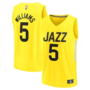 Versatile Cody Williams Utah Jazz 2024 NBA Draft Fast Break Player Jersey Icon Edition Yellow