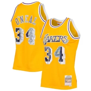 Versatile Comodo Shaquille O'Neal Los Angeles Lakers 1996 97 Hardwood Classics NBA 75th Anniversary Diamond Swingman Jersey Gold