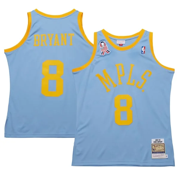 Versatile Men's Los Angeles Lakers Kobe Bryant Powder Blue 2001/02 Hardwood Classics Authentic Player Jersey